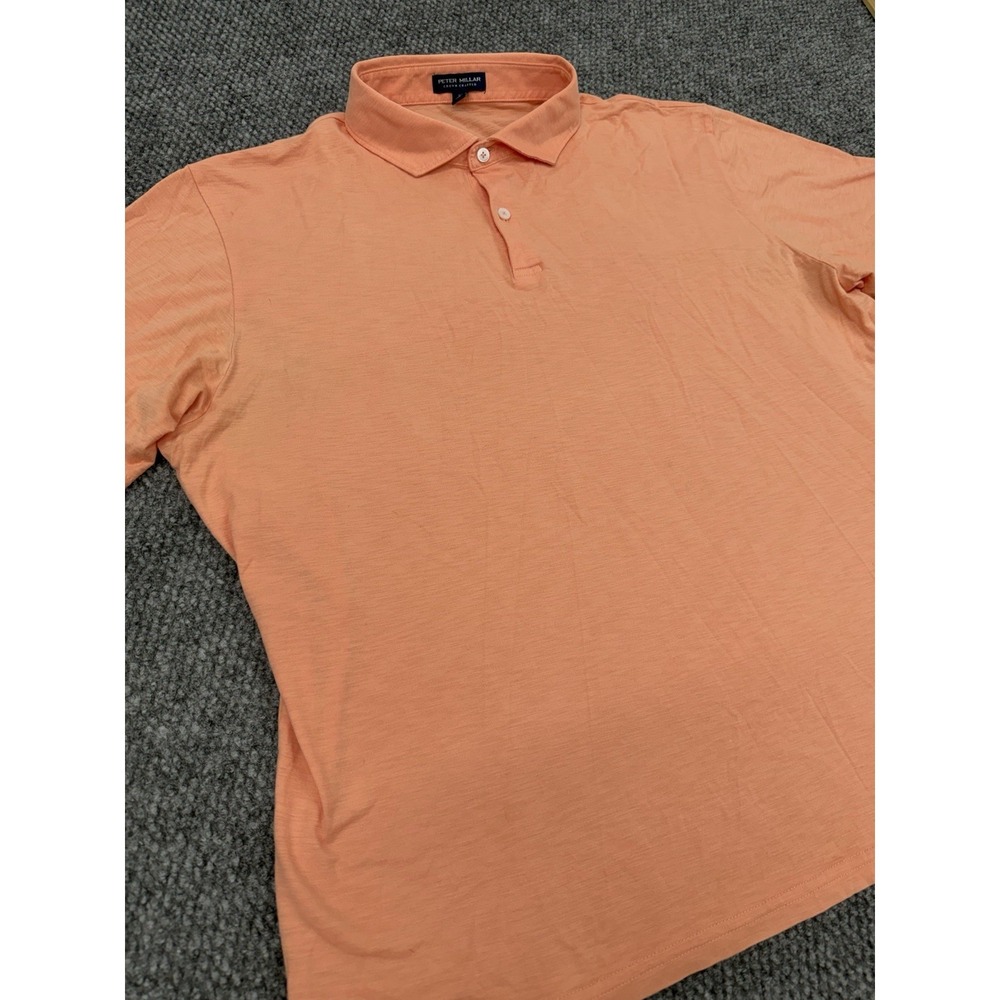 Peter Millar Crown Crafted Men's XL Orange Pima Cotton Polo Shirt Golf - Great - Picture 3 of 8